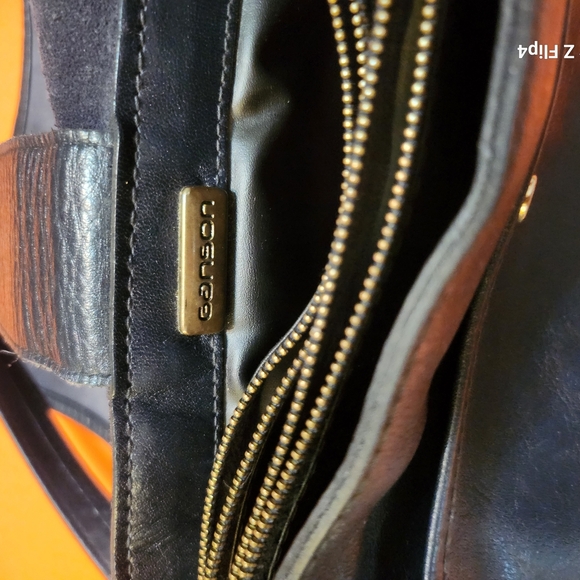 GANSON True Navy Blue Classic Flap Leather Shoulder BAG EUC - Picture 12 of 12